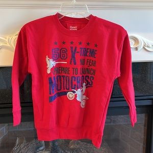 Motor Cross Sweatshirt Red Long Sleeve Comfy Fleece Lining Boys M Motorcycles